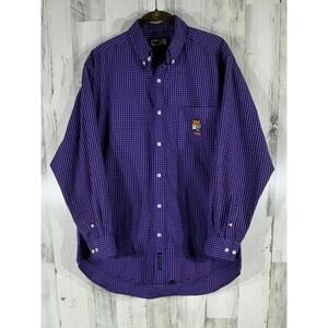 Crable Sportswear LSU‎ Tigers Mens Shirt Size Medium Purple Windowpane Plaid